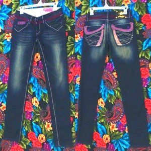 WOMEN'S SOVAGE COUTURE SKINNY JEANS SIZE 26 DARK BLUE JEAN PANTS LUO LUO